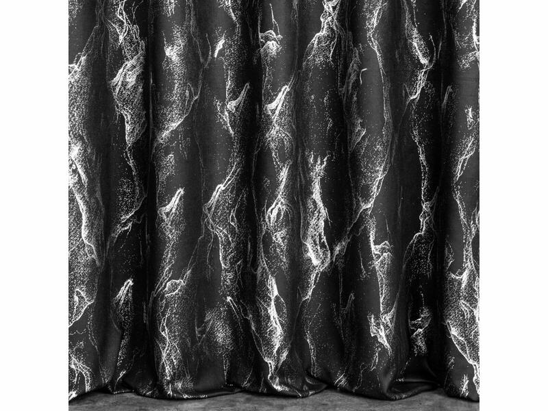 Dekoračná jemná látka, 776 Čierna so strieborným vzorom, 300 cm